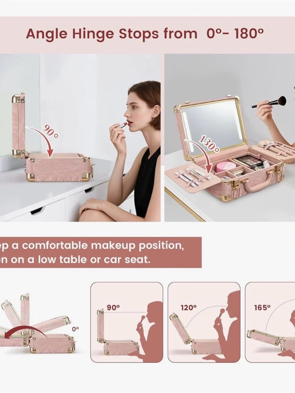 Femonc Pink Structured Carry Case with Gold Hardware